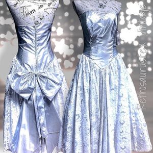 BOGO FREE - Vintage Deadstock 1980’s Silver Lamé & White Tulle Party Dress